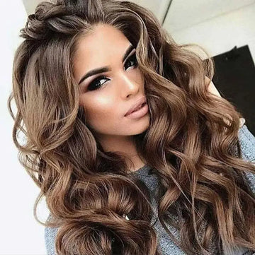 Classic Curly Wig Hair Synthetic Natural Cosplay Brown WIth Blonde Heat Resistant Daily Wigs