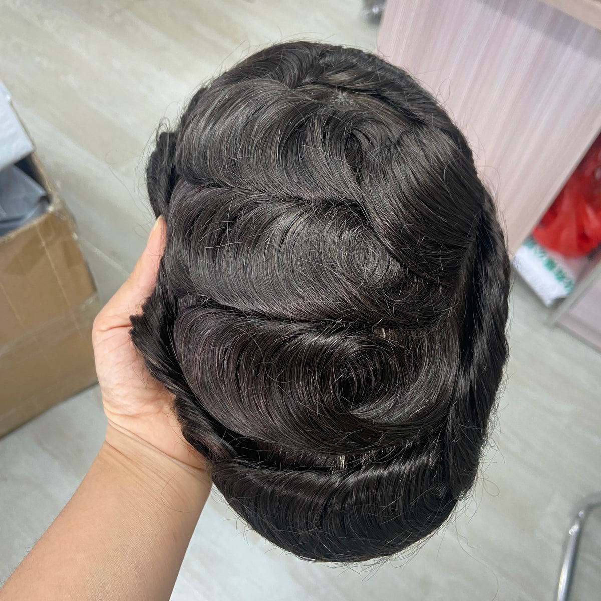 Wig Human Hair Toupee Fine Mono, 130% Density Durable Prosthesis 6" Replacement