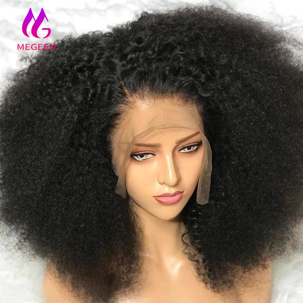 Afro Kinky Curly Human Hair Lace Front Wig — 13x4 Lace, Pre-Plucked