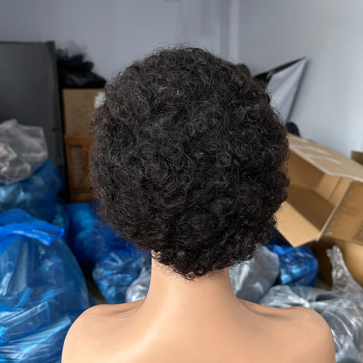 Brazilian Short Pixie Cut Wigs Human Hair Afro Kinky Curly African Full