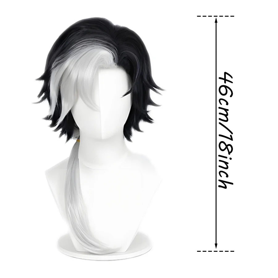Black White Ombre Short Synthetic Cosplay Wig