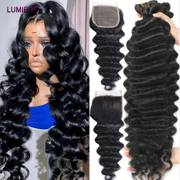 15A Loose Deep Wave Bundles Frontal Closure Peruvian Hair Raw Virgin Human
