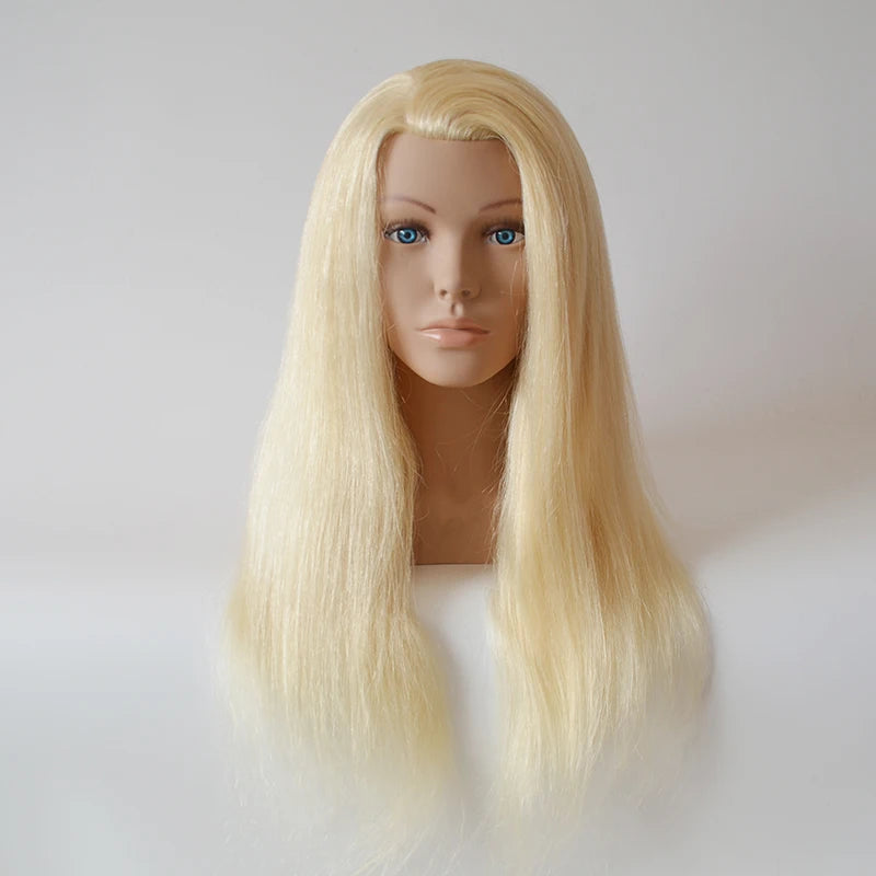 Mannequin Training Head with Real Natural Human Hair, Blonde, 24 Inch, with Shoulder