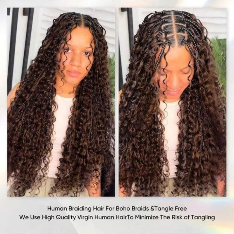 Human Hair Bulk Braiding Bundles Deep Wave Extensions Boho Braids Water Curly