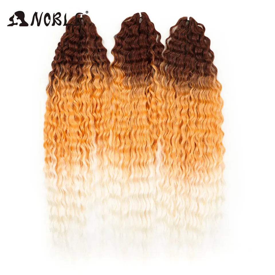 Synthetic Twist Crochet Curly Hair Water Wave Braid Ombre Blonde Brown Deep