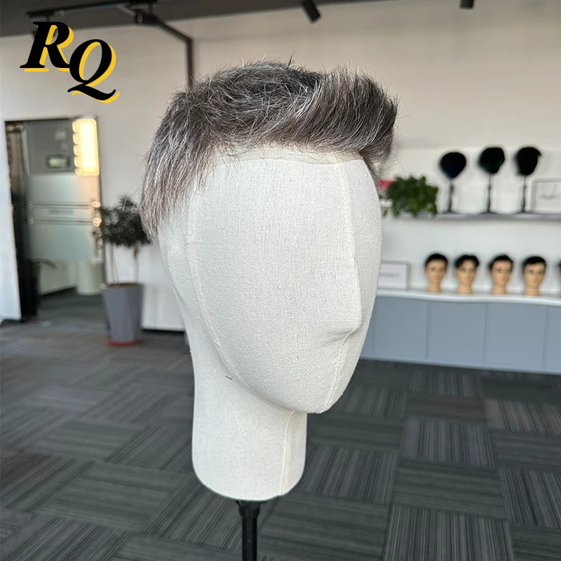 Pre Cut Styled Toupee Hair Thin Skin V Looped Human Replacement System
