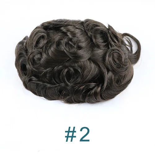 100% Human Hair Ombre Honey Brown Men's Wig Capillary Prosthesis System Natural