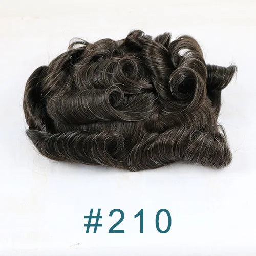 100% Human Hair Ombre Honey Brown Men's Wig Capillary Prosthesis System Natural