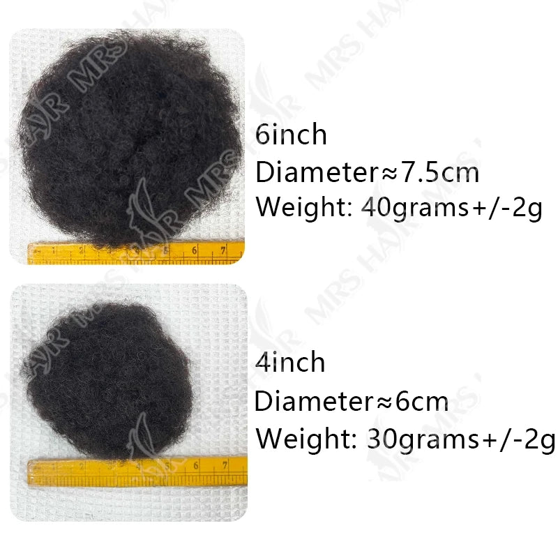 Curly Human Hair Ponytail Afro Kinky Puff Drawstring Bun Piece Clip in