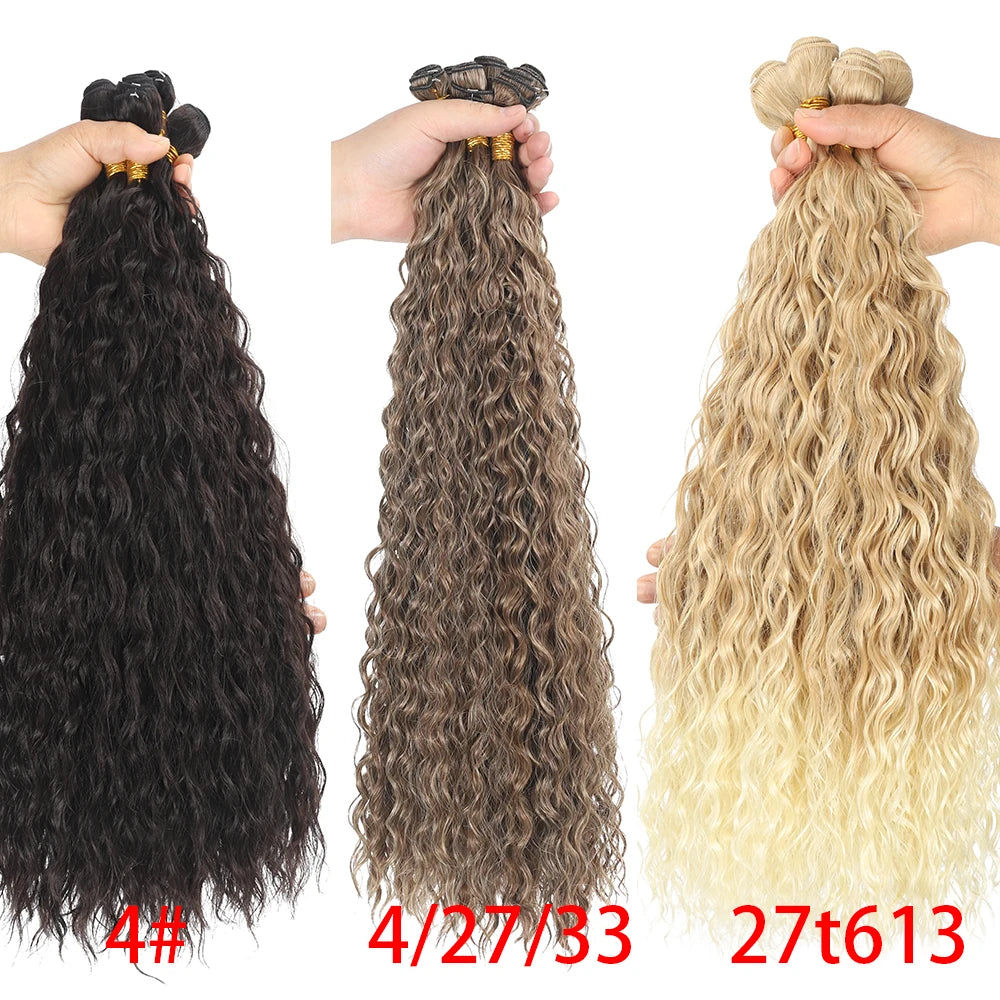 30Inch Synthetic Long Curly Bundles Organic Fiber Natural Heat Resistant Wave Hair