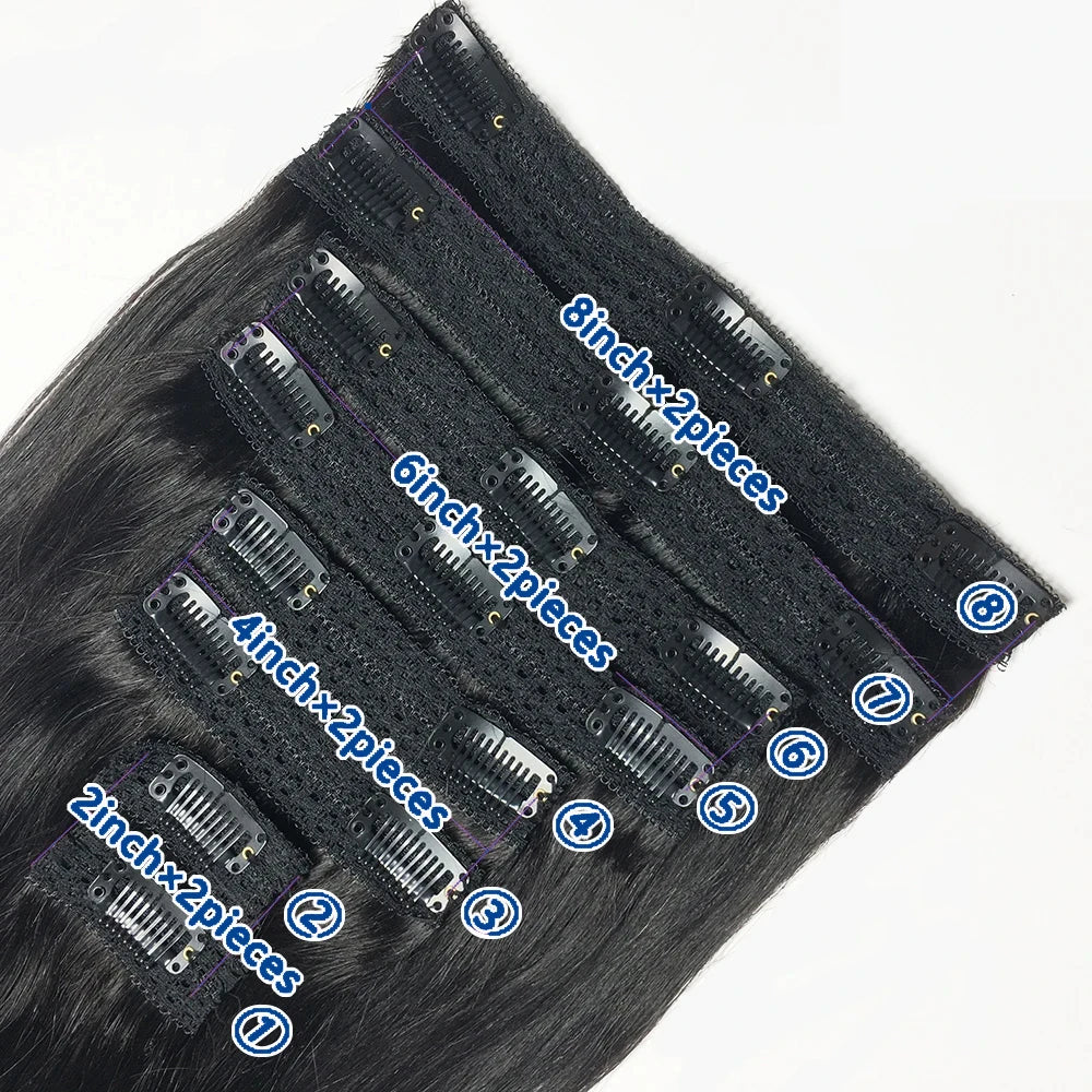 Clip in Hair Extensions Chestnut Brown Double Weft Thick 120G Silky Straight
