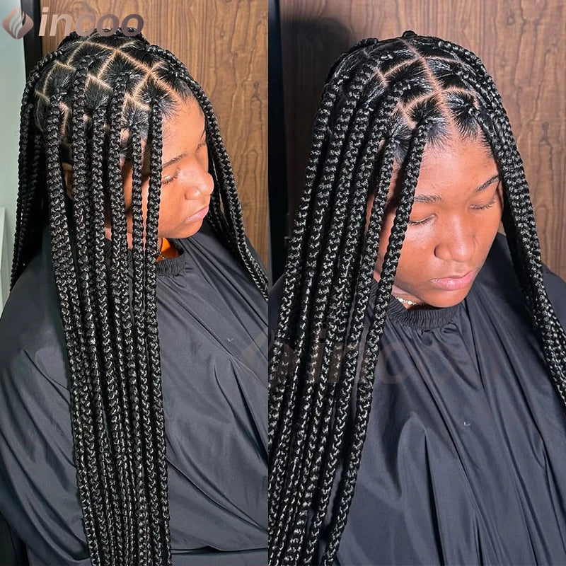 Synthetic Large Box Braided Wigs Jumbo Knotless Full Lace Front Tribal Braids