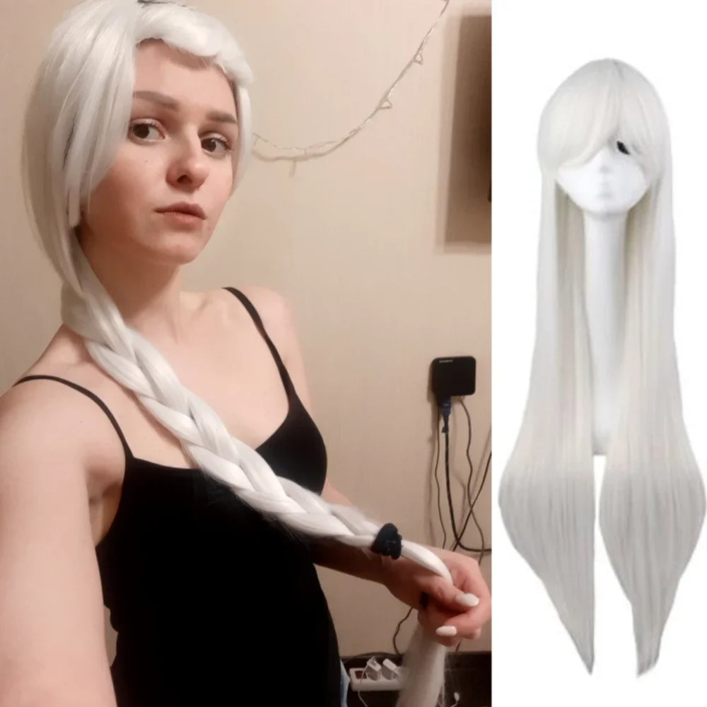 Long Straight Cosplay Wig Black Purple Red Pink Blue Dark Brown Cm