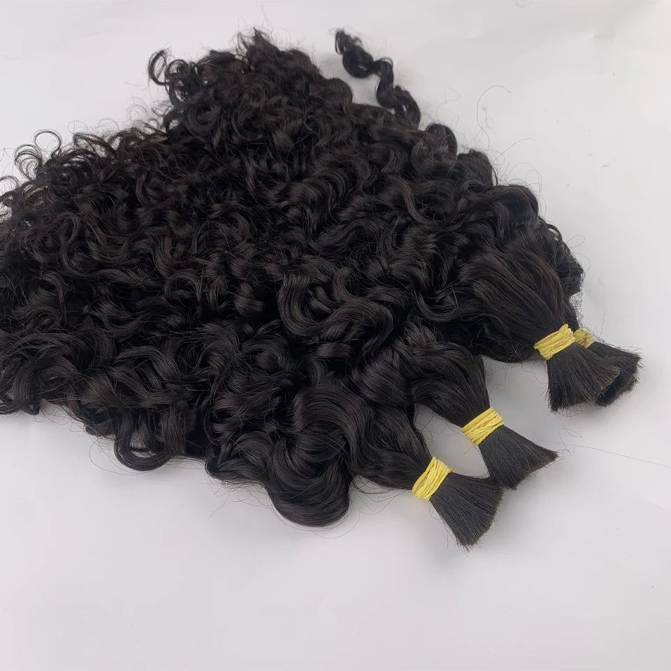 Italian Curly Bulk Human Hair Bundle No Weft Braiding, 100% Unprocessed Virgin