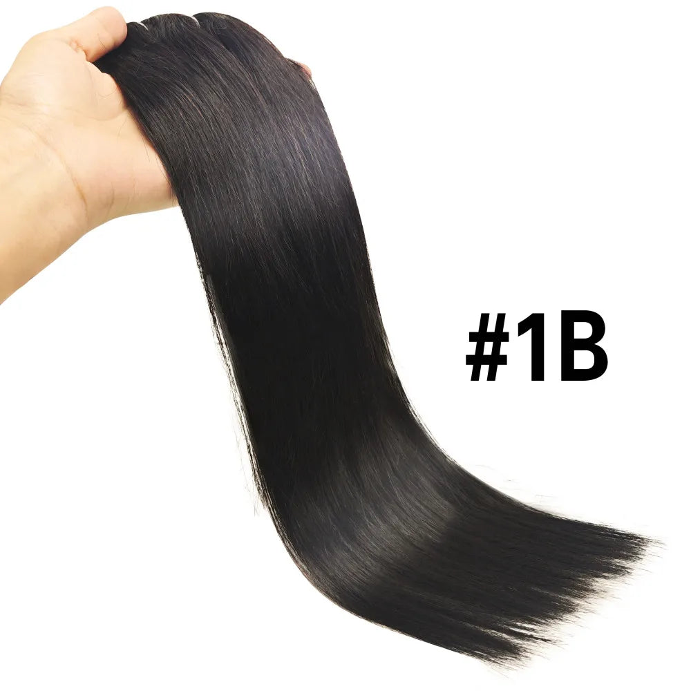 Clip in Hair Extensions Chestnut Brown Double Weft Thick 120G Silky Straight