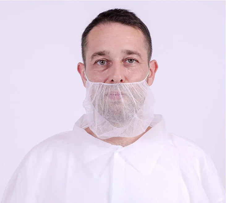 100 Pcs Disposable Beard Protector Nets, Breathable Elastic Nylon Beard Guards
