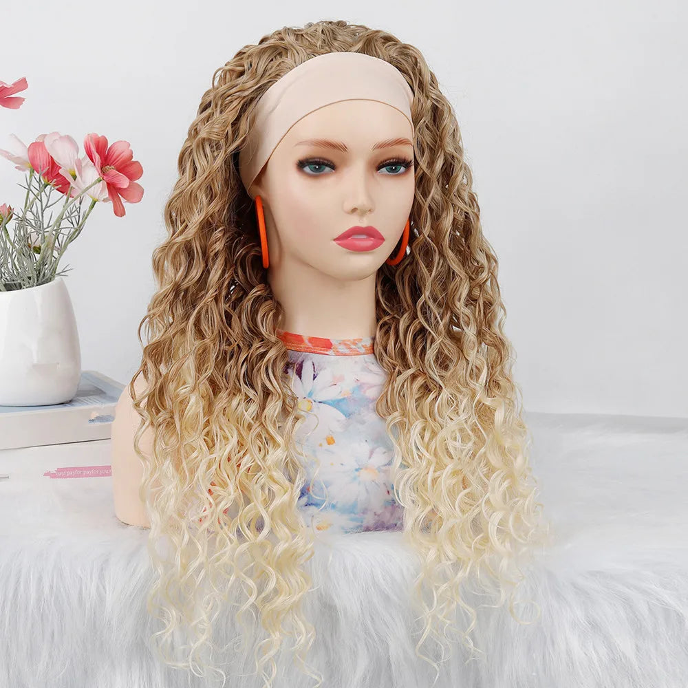 Synthetic Deep Curly Wigs Headband Wig Female Black/613/27/99J Blonde Wig Women Headband Wigs