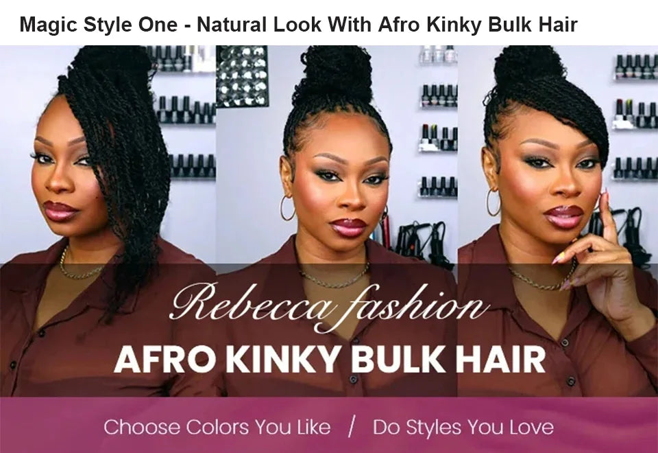 Remy Afro Kinky Curly Bulk Human Hair for Braiding, 50g/pc, Natural Colour, No Weft