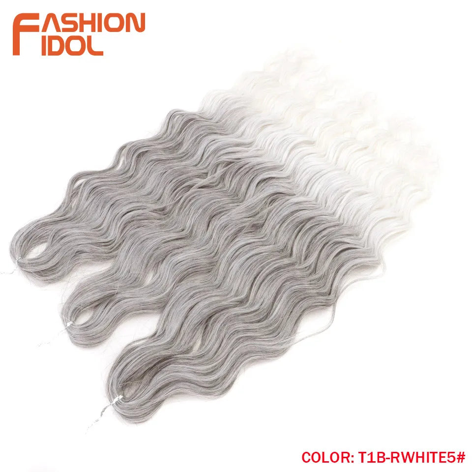 Loose Deep Wave Synthetic Braiding Hair Extensions - 24 Inch Water Wave, Ombre Blonde Twist Crochet