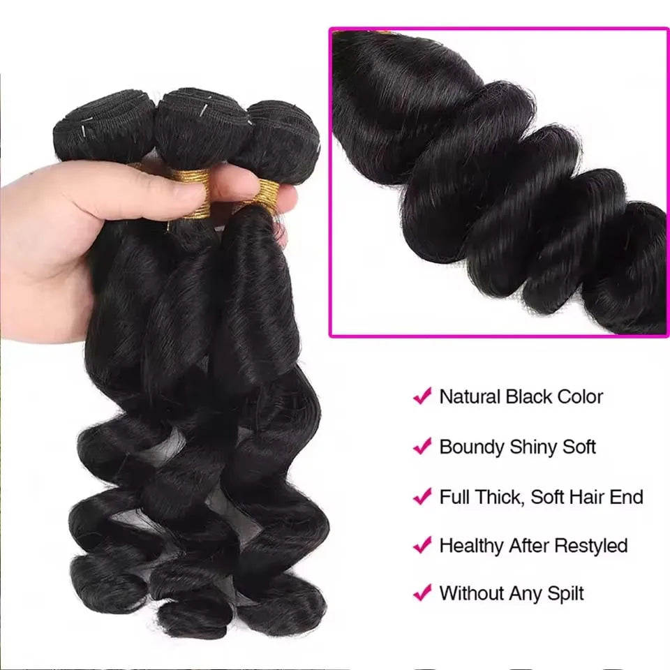 Loose Wave Bundle Human Hair Weave Unprocessed Virgin Wavy Weft Big Spiral