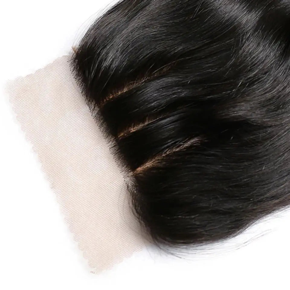 Remy Straight Hair Silk Base Closure, 4x4 Top Brazilain Silky Human Hidden