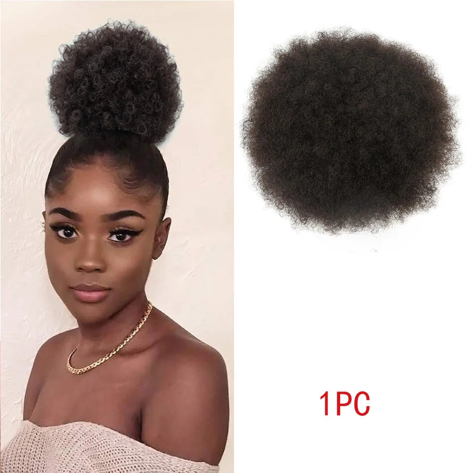 Synthetic 6inch Afro Puff Drawstring Ponytail Hair Accessories Kinky Curly Soft Fried