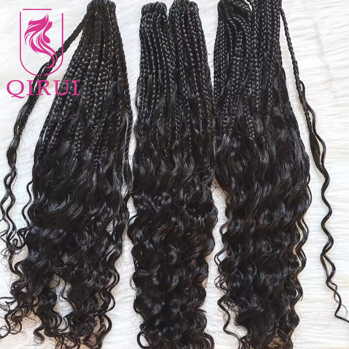 Crochet Boho Box Braids Human Hair Curls Pre Looped Curly Full Ends