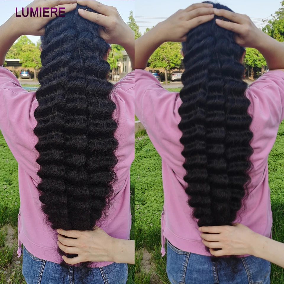 Top Loose Deep Wave Bundles Closure Frontal HD Transparent Lace Virgin Raw