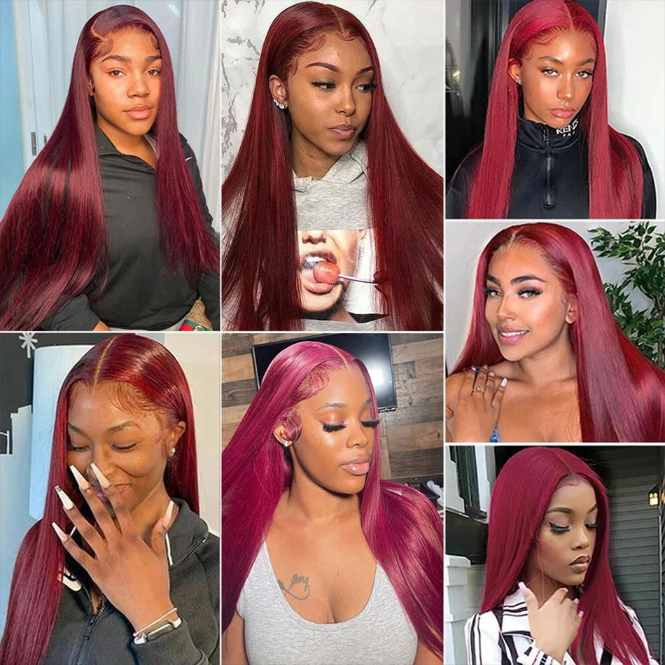 Burgundy Glueless Wigs Human Hair 99J HD Lace Vietnamese Super Double Drown