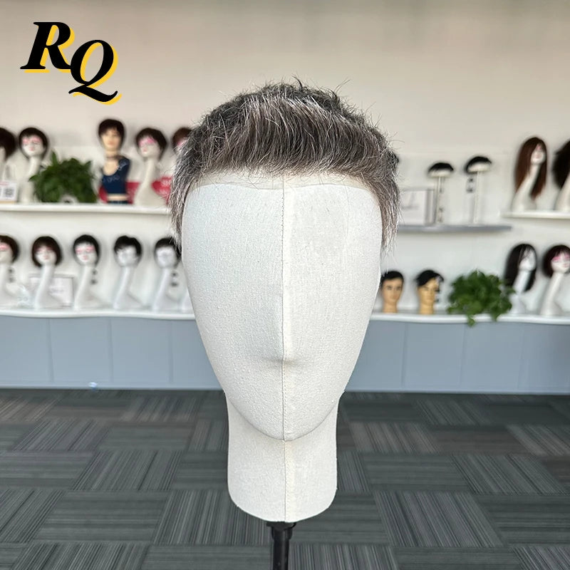 Pre Cut Styled Toupee Hair Thin Skin V Looped Human Replacement System