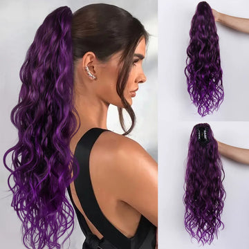European and American Women's Dopamine Purple Synthetic High-Temperature Hair Ponytail Wig Braid Hair Accessories