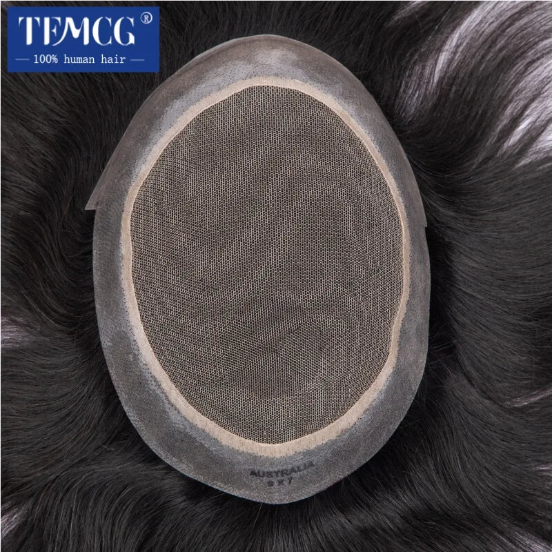 Male Hair Prosthesis Lace PU Base Breathable Natural Hairline Natural Human Hair Toupee Man Wig