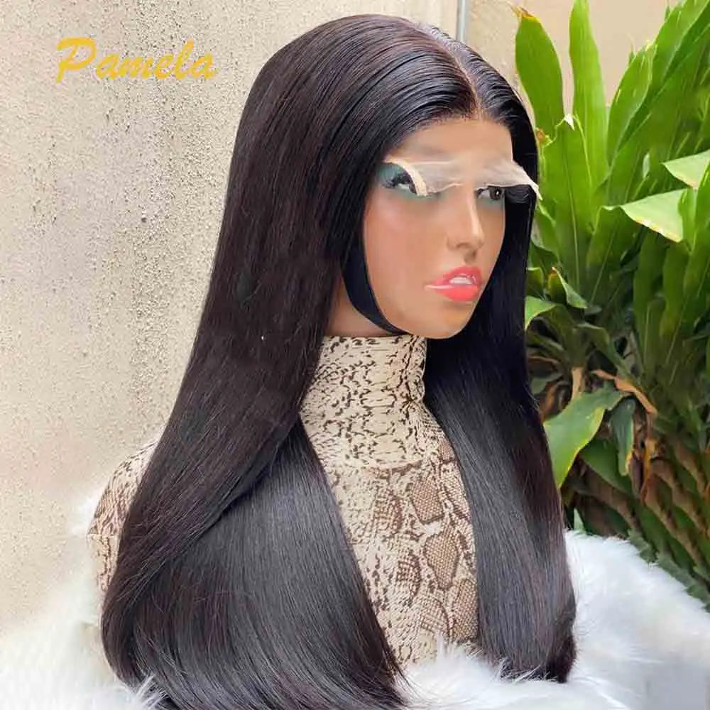 Density 13x6 HD Lace Frontal Wig Bone Straight Front Human Hair Double