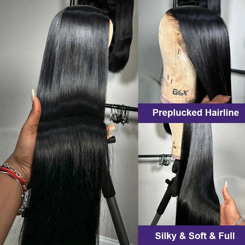 Density Bone Straight, 13x6 HD Lace Frontal Wig Transparent Front Pre Plucked