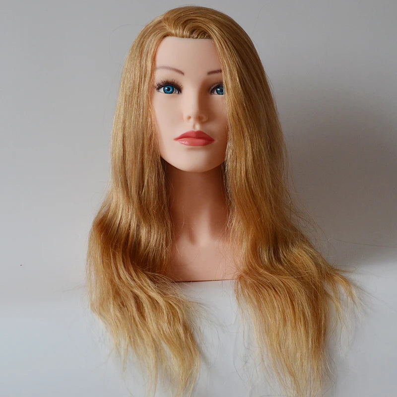 Mannequin Training Head with Real Natural Human Hair, Blonde, 24 Inch, with Shoulder