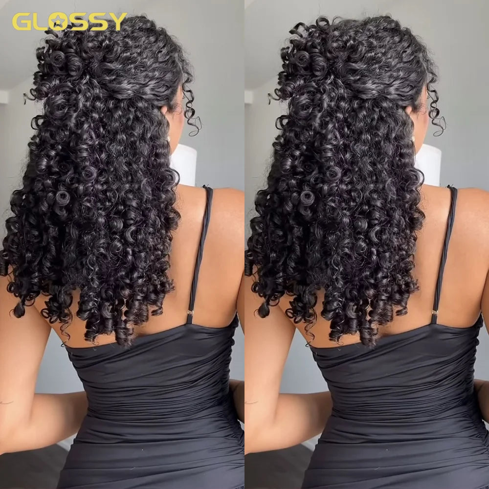 Burmese Curly Human Hair Half Wig — Glueless 3-in-1, 300% Density