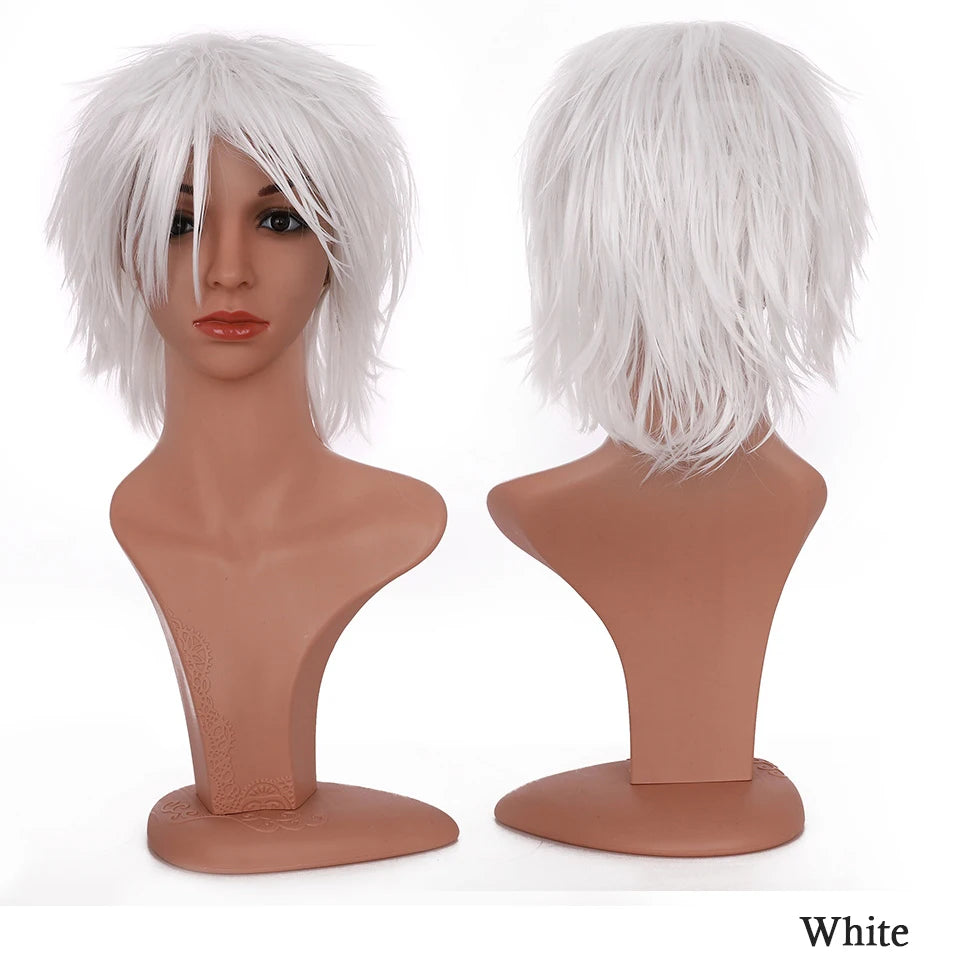 Synthetic Wig Cosplay White Red Green Blue Pink Yellow Hair Short Layer