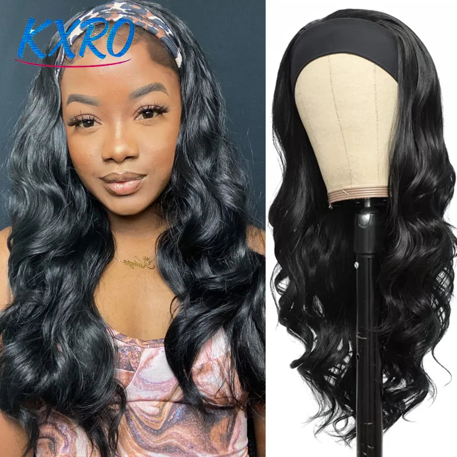 Deep Wave Curly Human Hair Wig Full Machine Made Half Headband