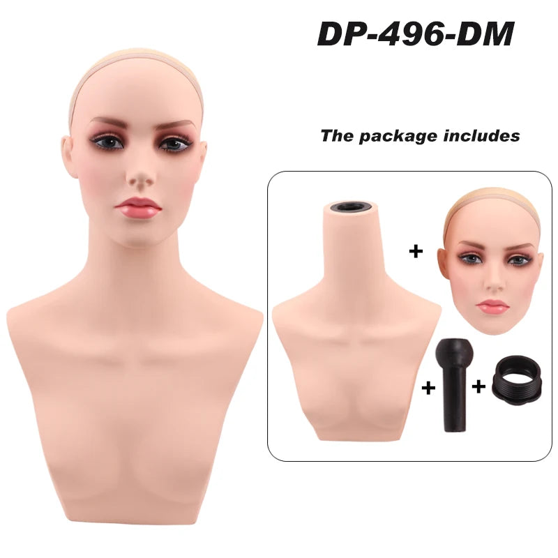 Realistic Mannequin With Detachable Head Glam Makeup Mannequin Head To Put Wigs Dummy Head For Wigs,Earrings, Necklaces Display