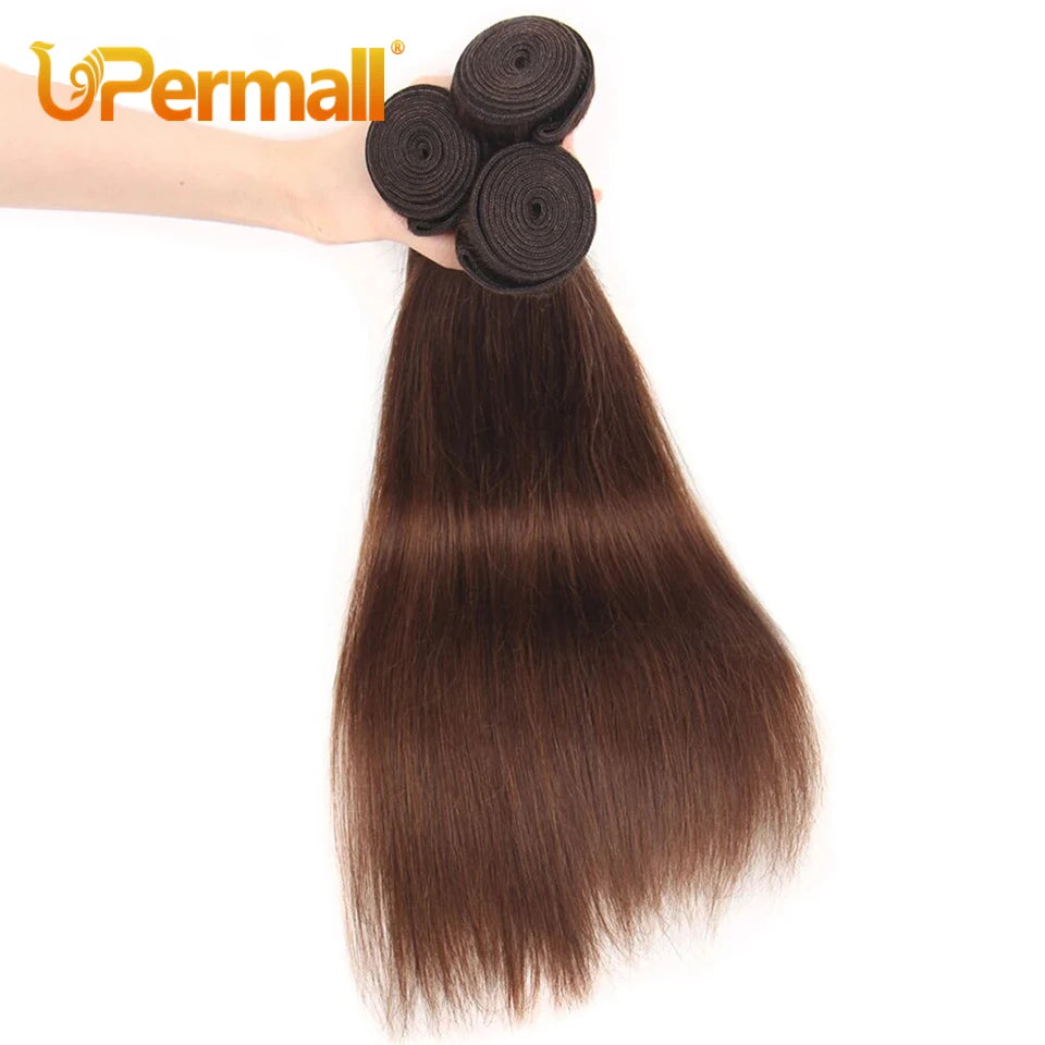 Chocolate Brown 2/3/4 Human Hair Bundles Closure Kim K, 2x6 Straight Body