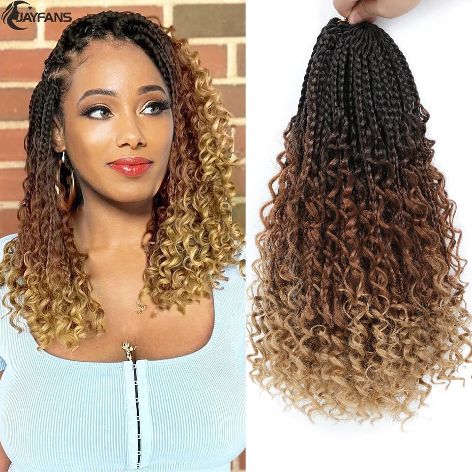 Boho Box Braids Crochet Synthetic Hair Goddess Curly Ends Bohomian