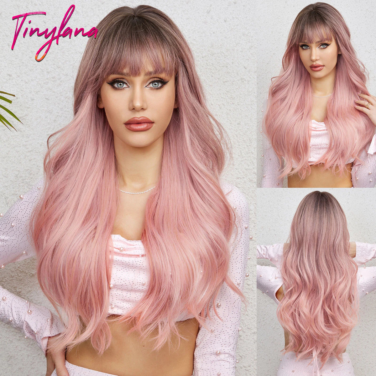 Super Long Black Wavy Synthetic Wigs Bangs Afro Dark Water Wave Halloween