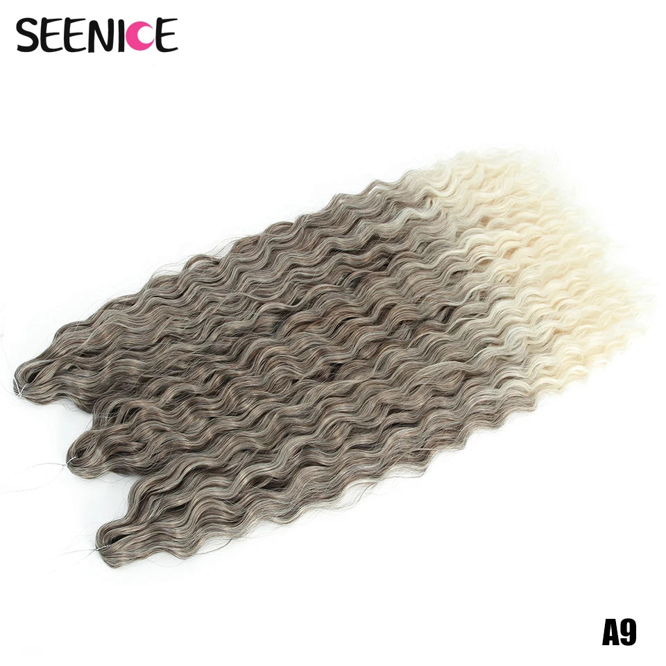 African Curls Synthetic Water Wave Twist Crochet Braiding Hair, Afro Curl, Ombre Blonde Pink Deep Wave