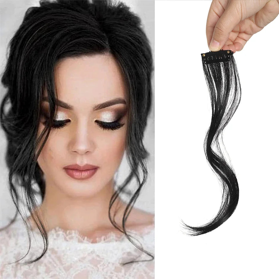 Chic 10'14-Inch Clip-In Bangs with Temples - Synthetic Curly Wavy Hairpieces, Versatile & Easy to Style