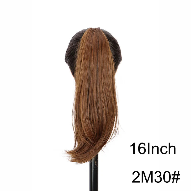 16Inch/20Inch Synthetic Wig Female Slightly Curver Ponytail Hair Extension Claw Clip in Ponytail Hairpice