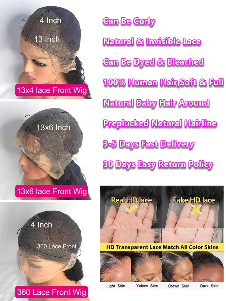 200% Real Density Bone Straight HD Transparent, 13x6 Pre Plucked Lace Frontal