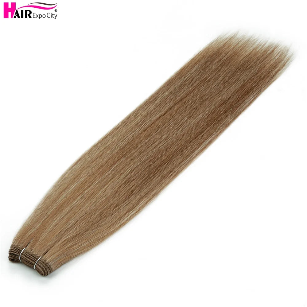 Bone Straight Synthetic Hair Bundles Ombre Blonde Weft Super Long Weave Extensions