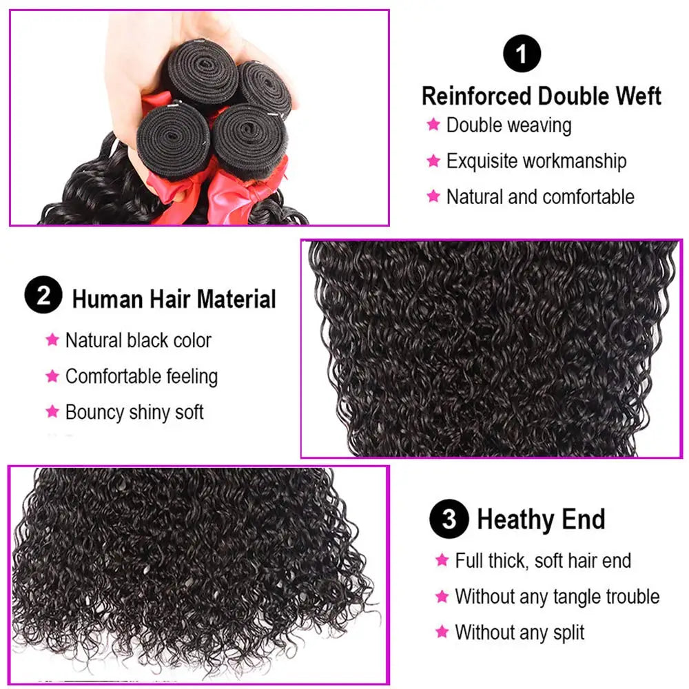 12A Kinky Curly Hair Bundles 1/3/ Jerry Human Burmese Extensions, 100% Unprocessed