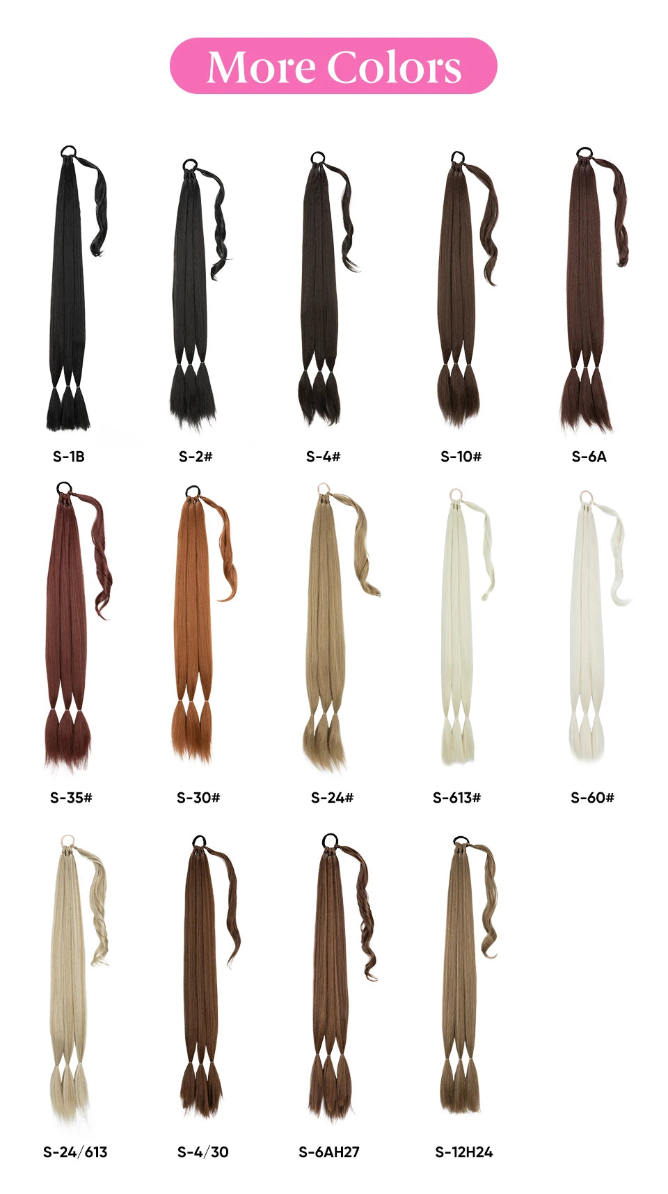 Synthetic Diy Long Braid Ponytail Extension Elastic Tie Straight Natural Wrap Around