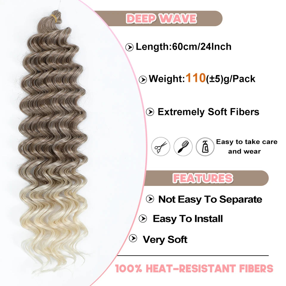 Deep Wavy Twist Synthetic Crochet Hair Afro Curly African Braids Ombre Blonde